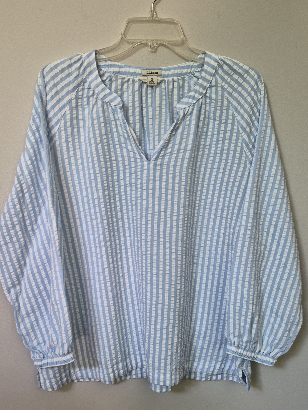 L.L. Bean Striped Seersucker Tunic Popover Womens XL Top Lightweight Nautical